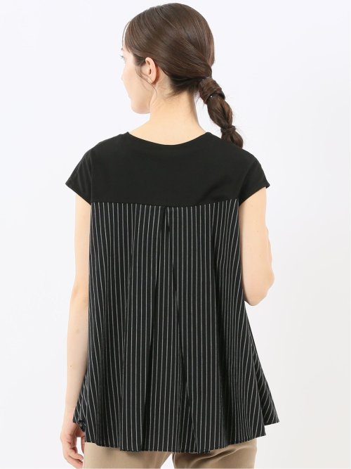 布帛切替 バックフレア 半袖プルオーバー