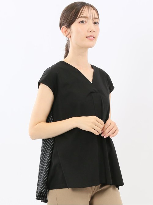 布帛切替 バックフレア 半袖プルオーバー