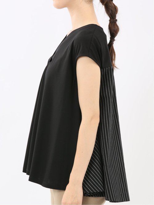 布帛切替 バックフレア 半袖プルオーバー