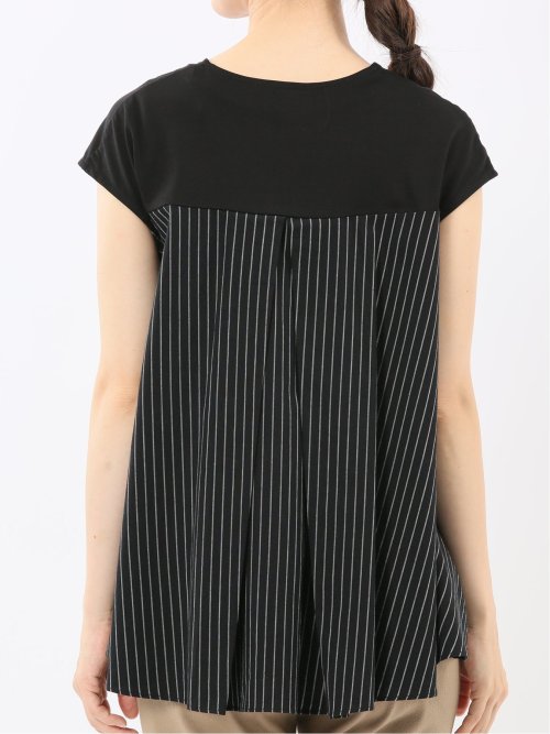 布帛切替 バックフレア 半袖プルオーバー