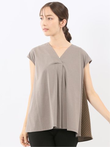 布帛切替 バックフレア 半袖プルオーバー