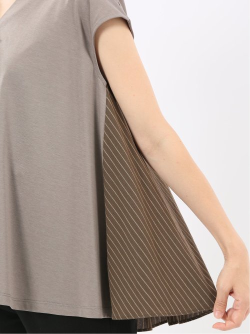 布帛切替 バックフレア 半袖プルオーバー