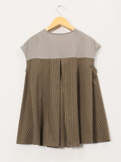 布帛切替 バックフレア 半袖プルオーバー