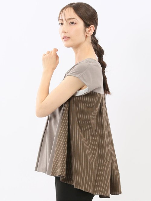 布帛切替 バックフレア 半袖プルオーバー