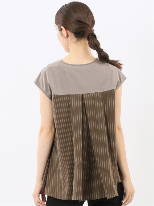 布帛切替 バックフレア 半袖プルオーバー