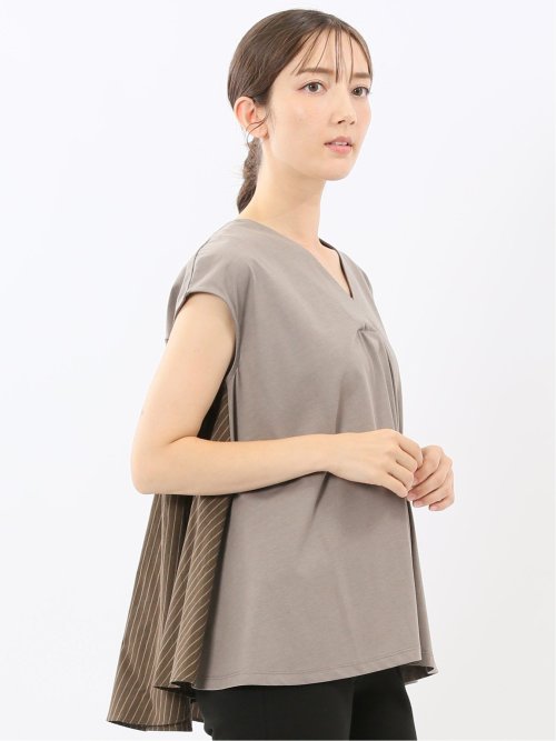 布帛切替 バックフレア 半袖プルオーバー