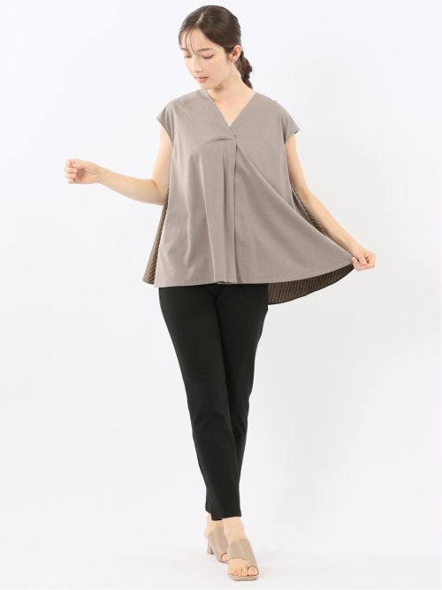 布帛切替 バックフレア 半袖プルオーバー