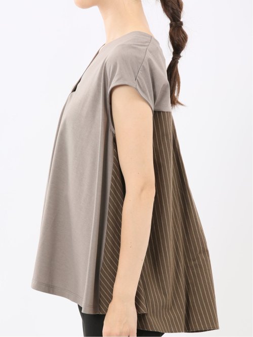 布帛切替 バックフレア 半袖プルオーバー