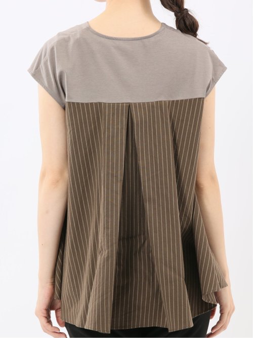 布帛切替 バックフレア 半袖プルオーバー