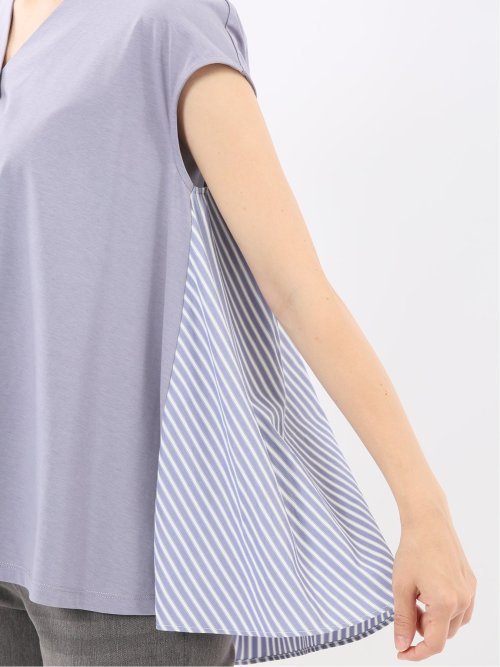 布帛切替 バックフレア 半袖プルオーバー