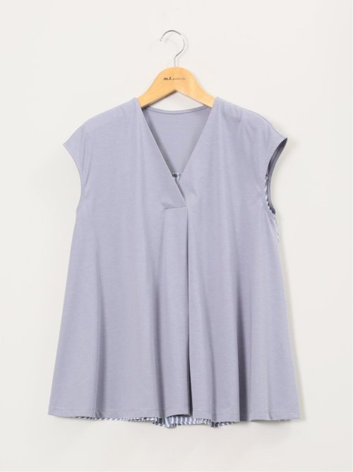 布帛切替 バックフレア 半袖プルオーバー