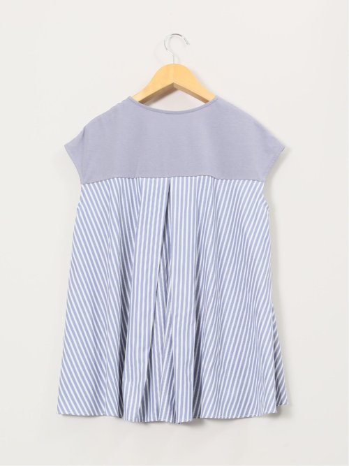 布帛切替 バックフレア 半袖プルオーバー