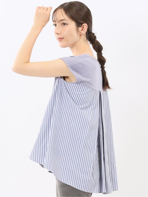 布帛切替 バックフレア 半袖プルオーバー