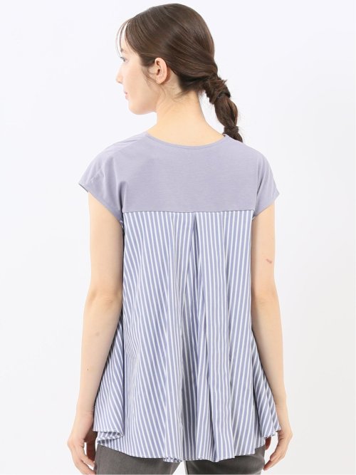 布帛切替 バックフレア 半袖プルオーバー