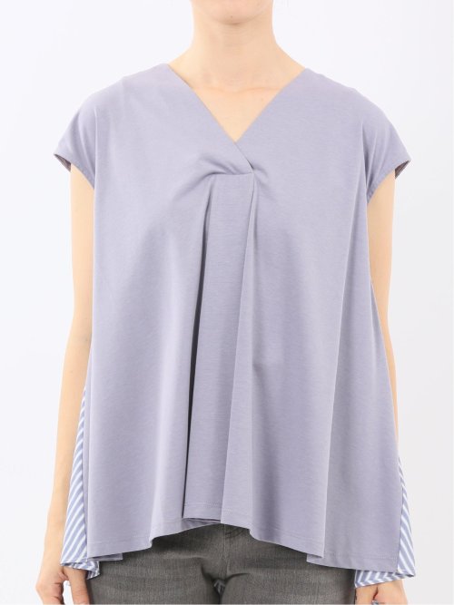 布帛切替 バックフレア 半袖プルオーバー