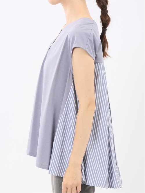 布帛切替 バックフレア 半袖プルオーバー