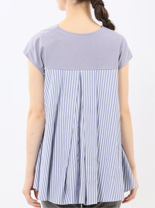 布帛切替 バックフレア 半袖プルオーバー