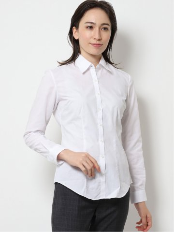 形態安定レギュラーカラー ブロード長袖シャツ