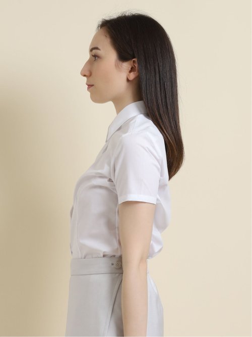 【白無地】形態安定レギュラーカラー ブロード半袖シャツ