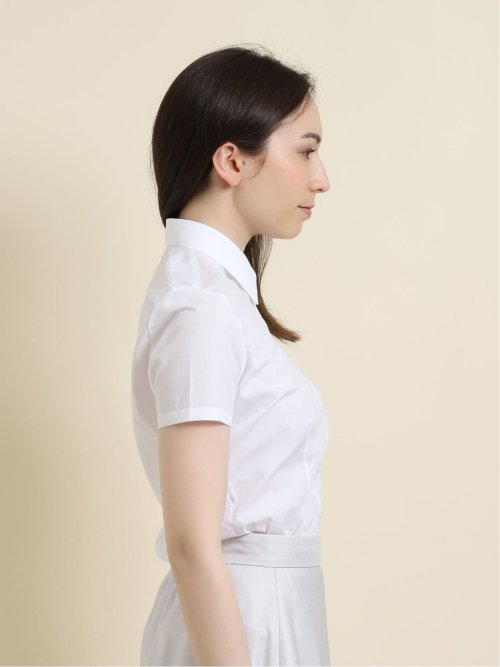 【白無地】形態安定レギュラーカラー ブロード半袖シャツ