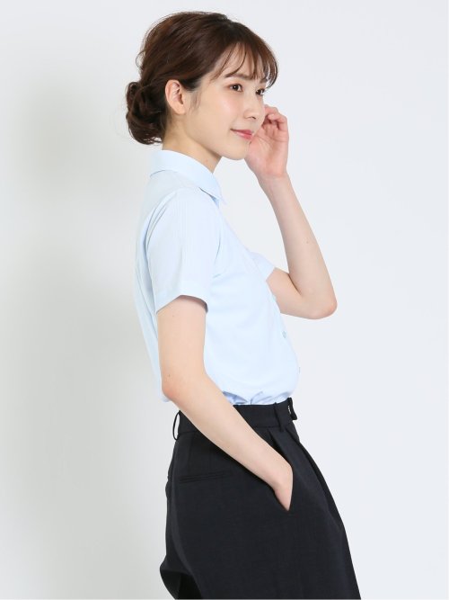 ノーアイロンストレッチ レギュラーカラー 半袖ニットシャツ