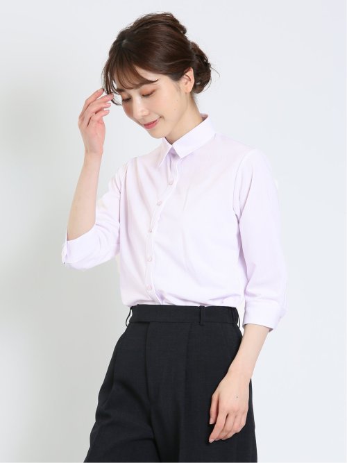 ノーアイロンストレッチ レギュラーカラー 7分袖ニットシャツ