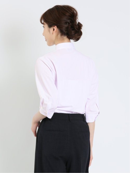 ノーアイロンストレッチ レギュラーカラー 7分袖ニットシャツ