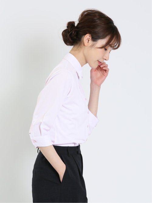 ノーアイロンストレッチ レギュラーカラー 7分袖ニットシャツ