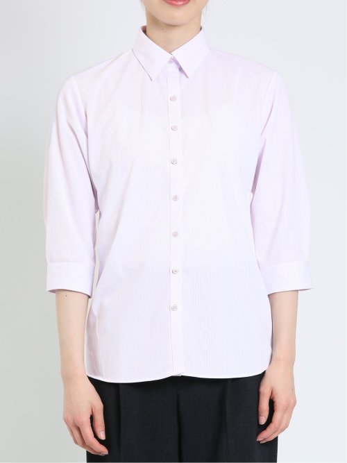 ノーアイロンストレッチ レギュラーカラー 7分袖ニットシャツ