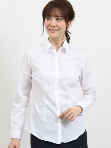 形態安定レギュラーカラー長袖ツイルシャツ