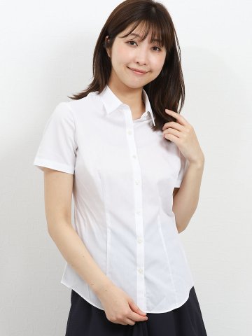 形態安定レギュラーカラー半袖ツイルシャツ