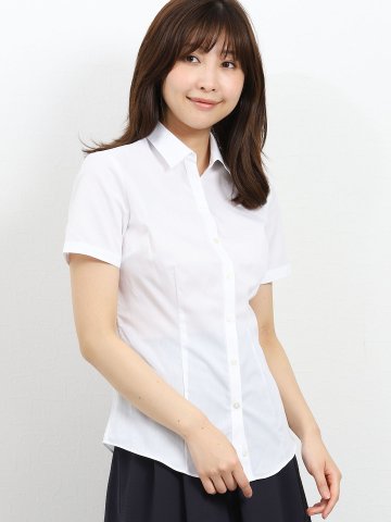 形態安定レギュラーカラースキッパー半袖ツイルシャツ