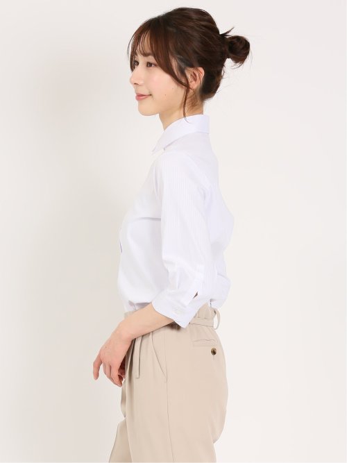 形態安定 ストレッチ レギュラーカラー 7分袖シャツ