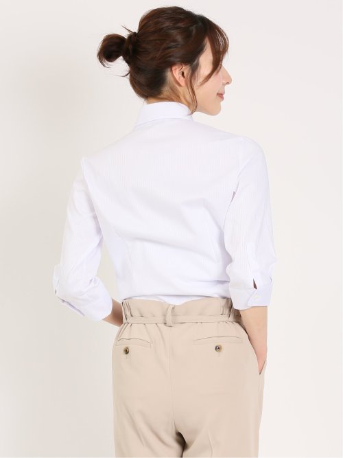 形態安定 ストレッチ レギュラーカラー 7分袖シャツ