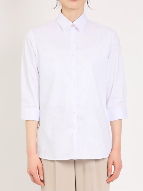 形態安定 ストレッチ レギュラーカラー 7分袖シャツ