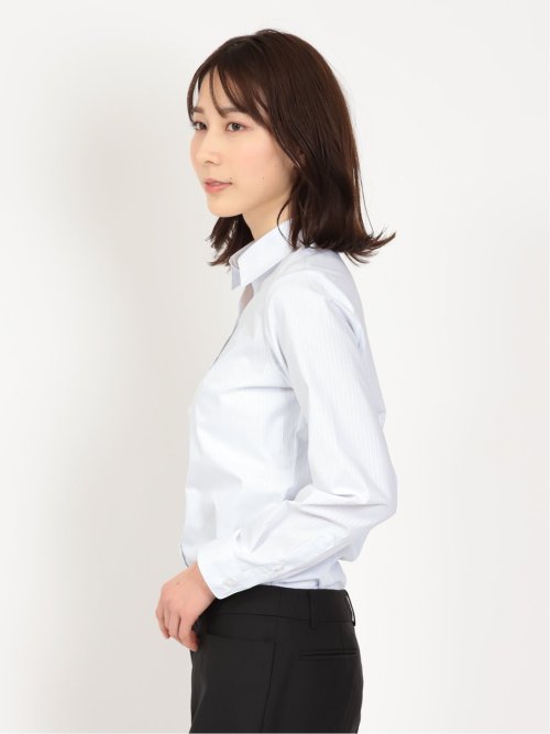 形態安定 ストレッチ レギュラーカラー 長袖シャツ