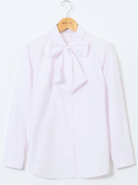 うれしい高機能 リボン脱着 長袖シャツ