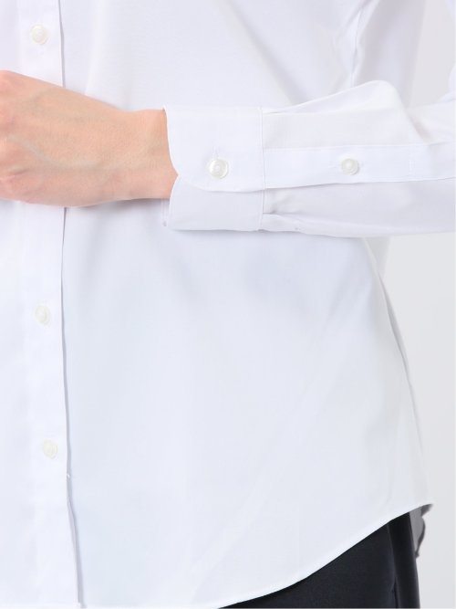 嬉しい機能 スキッパー長袖シャツ 白