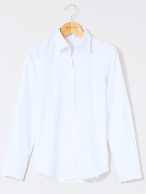 嬉しい機能 スキッパー長袖シャツ 白