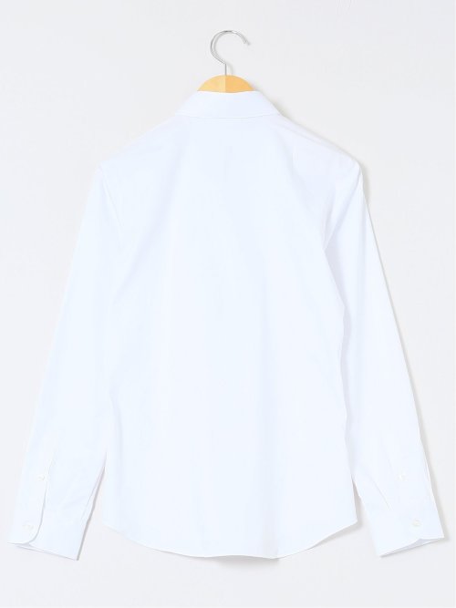 嬉しい機能 スキッパー長袖シャツ 白