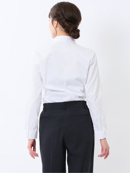 嬉しい機能 スキッパー長袖シャツ 白