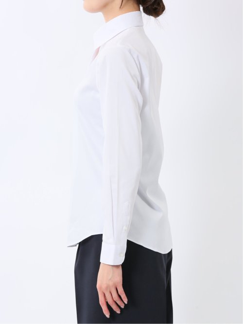 嬉しい機能 スキッパー長袖シャツ 白