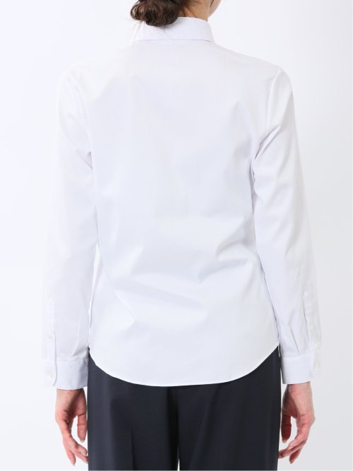 嬉しい機能 スキッパー長袖シャツ 白