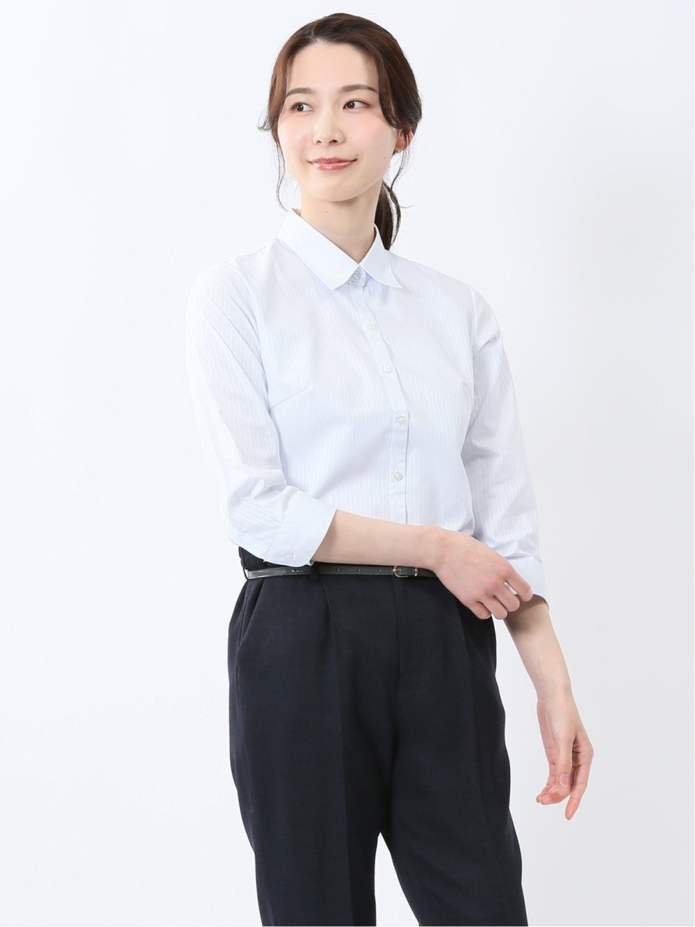 嬉しい機能 レギュラーカラー 7分袖シャツ