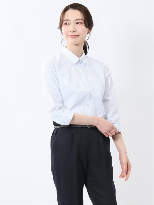 嬉しい機能 レギュラーカラー 7分袖シャツ