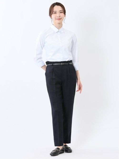 【ESSAY】7分袖シャツ　サイズМ 超形態安定】 スキッパー 七分袖 形態安定 綿100% レディース