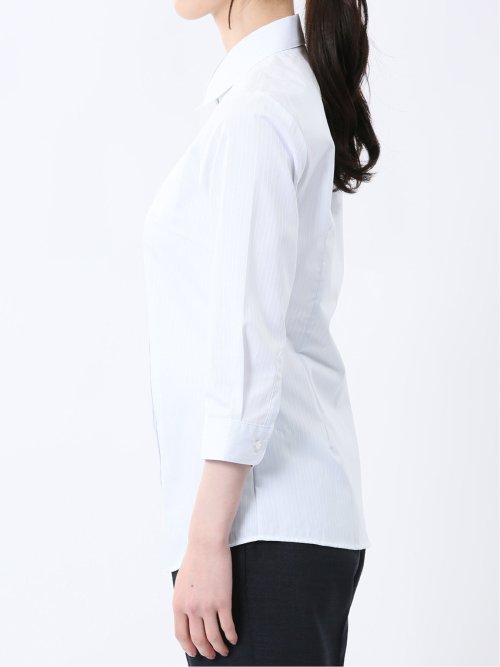 嬉しい機能 レギュラーカラー 7分袖シャツ(S 73サックス