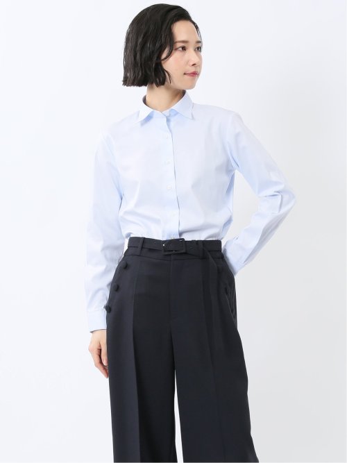 嬉しい機能 レギュラーカラー 長袖シャツ サックス