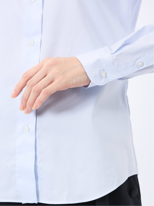 嬉しい機能 レギュラーカラー 長袖シャツ サックス