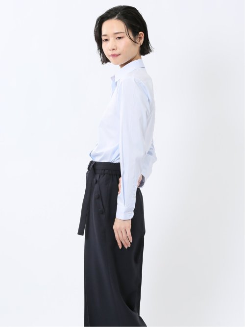 嬉しい機能 レギュラーカラー 長袖シャツ サックス